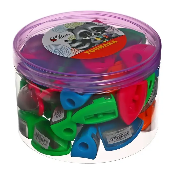 Точилка «Треугольник», с контейнером (штрихкод на штуке), МИКС