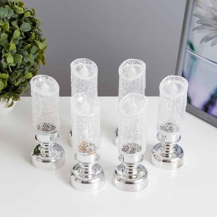 Ночник Ночник "Ледянна свеча" LED 1Вт от батареек 3хLR44 хром 4,5х4,5х12 см RISALUX