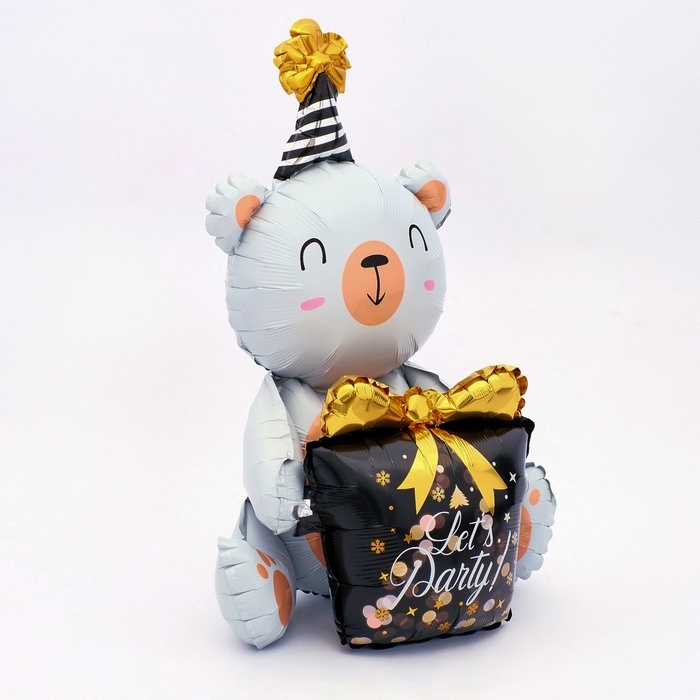 Шар фольгированный 36 Шар фольгированный 36" "Белый мишка с подарком"