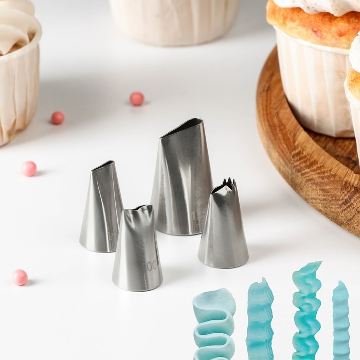 Набор насадок кондитерских «Руфи», 4 шт (1,8×3,5 см, 2,5×3,8 см) Набор насадок кондитерских «Руфи», 4 шт (1,8×3,5 см, 2,5×3,8 см)