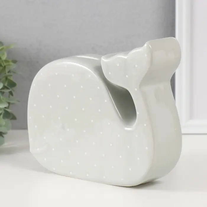 Копилка для денег &laquo;Китёнок в горох&raquo;, керамика, серый, 21.5&times;5.2&times;18.2 см