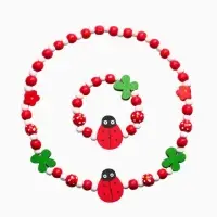 Набор детских украшений &laquo;Выбражулька. Божья коровка&raquo;, 2 предмета: бусы 35 см, браслет, d=6 см, красный, белый