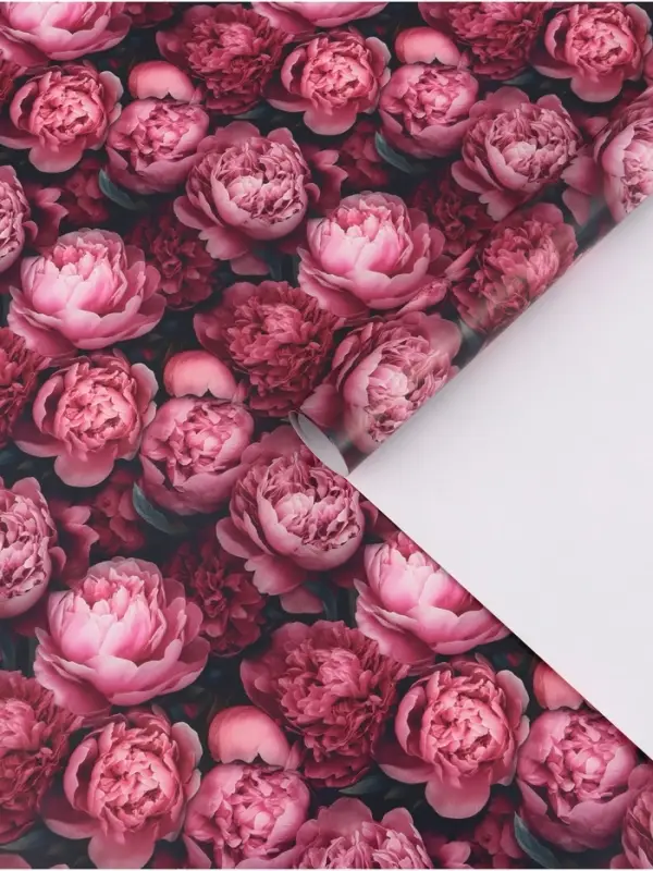 Бумага упаковочная, глянцевая &laquo;Пионы&raquo; 60&times;90 см