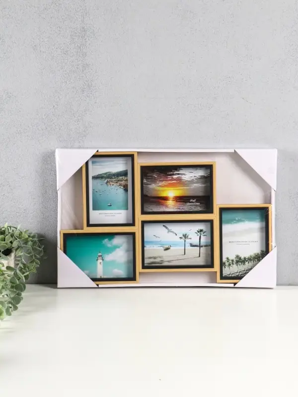 Фоторамка МДФ, стекло на 5 фото 10х15 "Сливки" 28,5х45,5х2,2 см