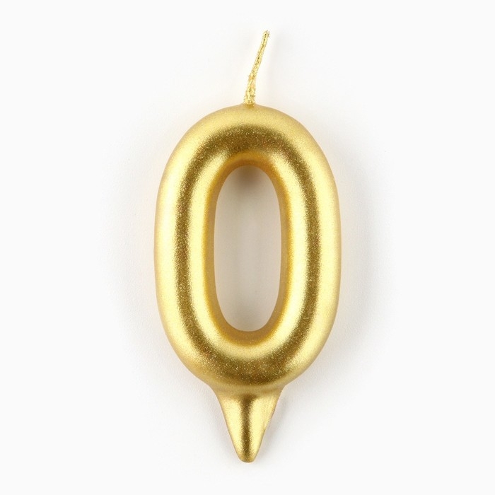 Свеча для торта, цифра «0», золото, 3 х 6 см Свеча для торта, цифра «0», золото, 3 х 6 см