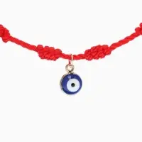Браслет-оберег &laquo;Красная нить. Узел с глазиком&raquo;, d=6 см, красно-бело-синий