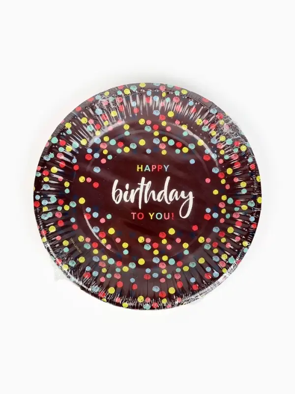 Тарелка одноразовая бумажная «Happy Birthday», конфетти, 18 см