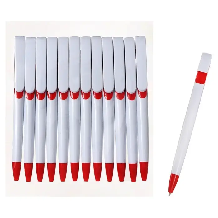 Ручка шариковая автоматическая Calligrata, 1.0 мм, клип 1×5 см, под логотип, корпус белый с красным, стержень синий