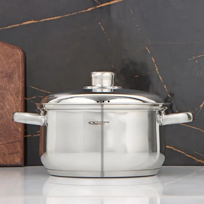 Кастрюля Катунь &laquo;Гретта&raquo;, 3.4 л, d=20 см, с крышкой, капсульное дно, индукция, нержавеющая сталь, AISI - 201, хромированная