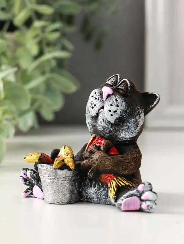 Фигурка полистоун &laquo;Кот на рыбалке&raquo;, 10 см