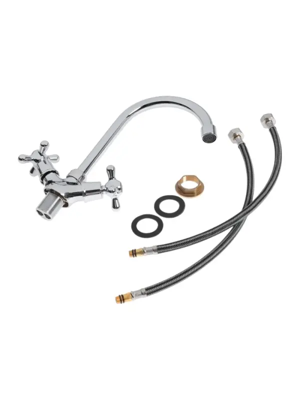 Смеситель для кухни ZEIN Z3101, двухвентильный, высокий излив, хром