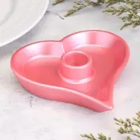 Подсвечник на 1 свечу &laquo;Сердце&raquo; из гипса, 14&times;2.5 см, розовый