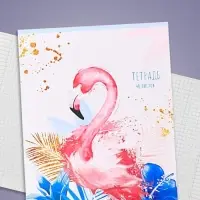 Тетрадь 48 листов в клетку, Calligrata &laquo;Фламинго&raquo;, МИКС