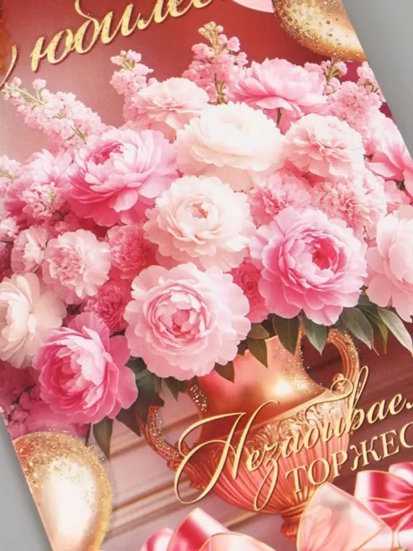 Конверт для денег &laquo;С юбилеем!&raquo;, букет, подарки, 16.5&times;8 см, розовый