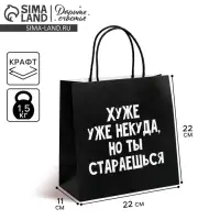 Пакет подарочный, упаковка, &laquo;Хуже уже некуда&raquo;, 22&times;22&times;11 см