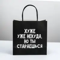 Пакет подарочный, упаковка, &laquo;Хуже уже некуда&raquo;, 22&times;22&times;11 см