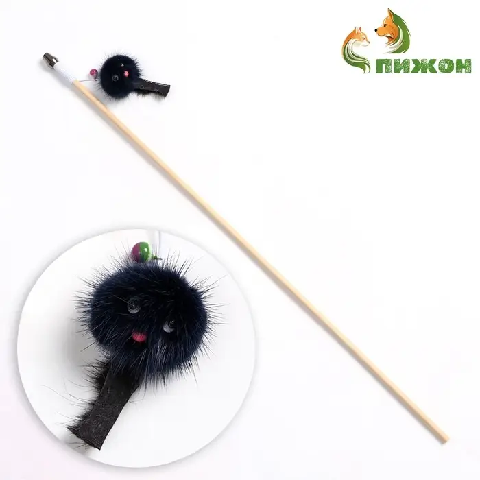 Дразнилка - удочка &laquo;Норковый зверек&raquo;, на деревянной палочке, цвет МИКС