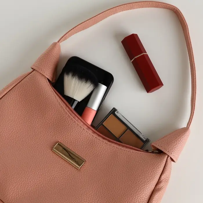 Сумка женская багет на молнии, 25&times;7&times;13.5 см, розовая