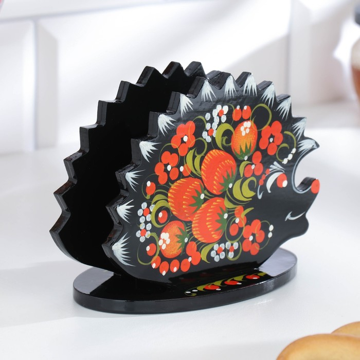 Салфетница «Ежик», 13х10 см, хохлома Салфетница «Ежик», 13х10 см, хохлома