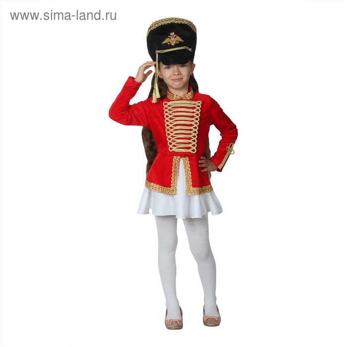 Карнавальный костюм  Карнавальный костюм "Мажоретка", китель, кивер, юбка, р-р 28, рост 98-104 см