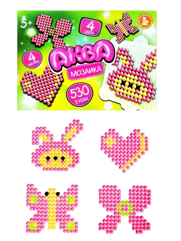 Аквамозаика "Бабочки, сердечки" 4 фигурки