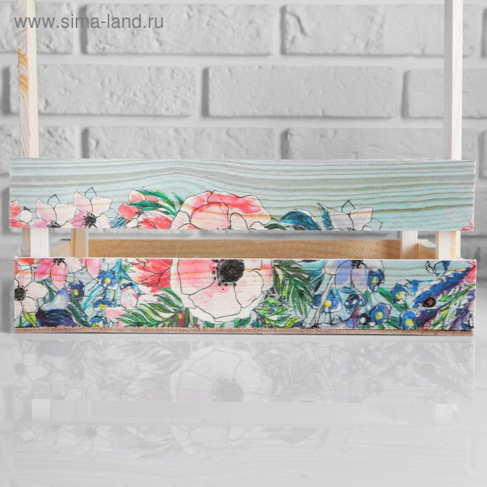 Набор кашпо деревянных подарочных Капоне  Набор кашпо деревянных подарочных Капоне "Полевые цветы", 3 в 1, ручка