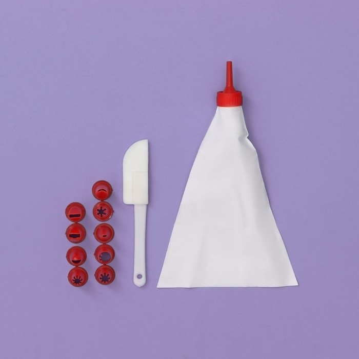 Набор кондитерский, 12 предметов: 10 насадок, лопатка, мешок, цвет МИКС Набор кондитерский, 12 предметов: 10 насадок, лопатка, мешок, цвет МИКС