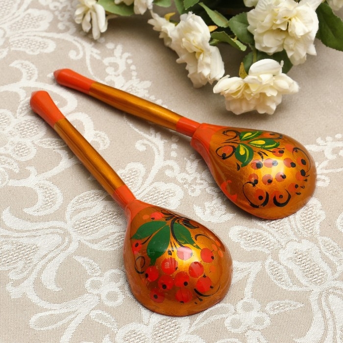 Ложка полубаская &laquo;Традиционная&raquo;, золото, 19&times;6 см, хохлома