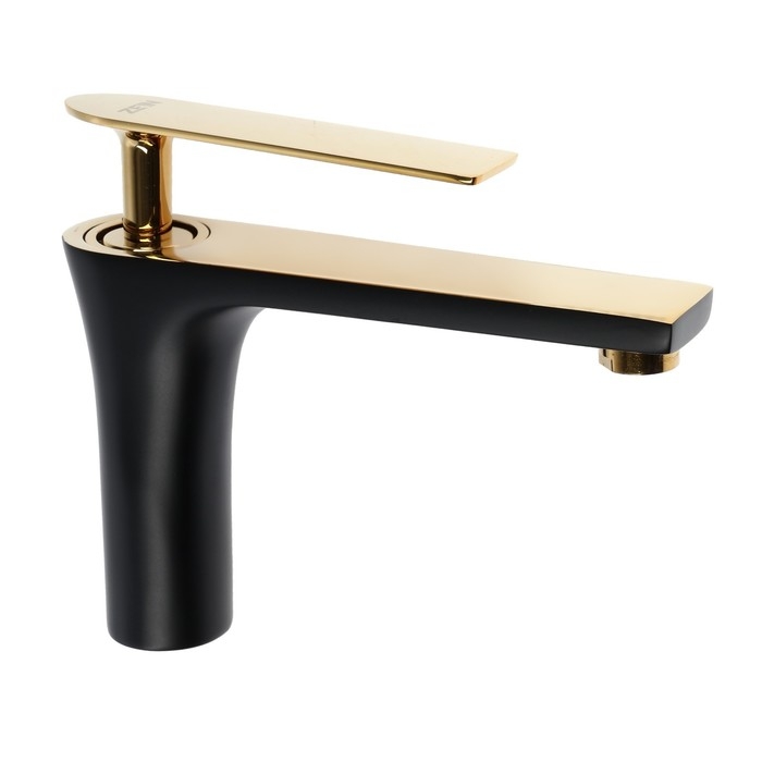 Смеситель для раковины ZEIN Z3874, однорычажный, высота излива 12 см, латунь, черный/gold Смеситель для раковины ZEIN Z3874, однорычажный, высота излива 12 см, латунь, черный/gold