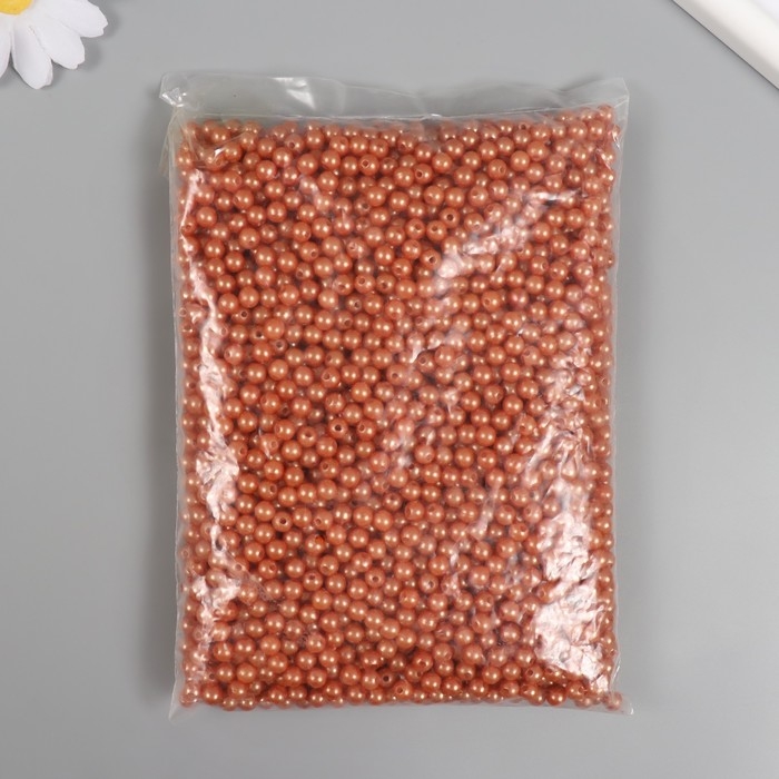 Набор бусин Набор бусин "Жемчуг" d 6 мм, 250 гр, темно-бежевый