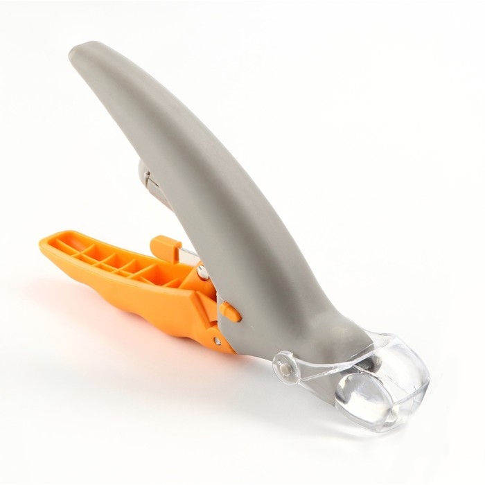 Когтерез для животных, с LED фонарём и контейнером для когтей, на батарейках, серо-желтый Когтерез для животных, с LED фонарём и контейнером для когтей, на батарейках, серо-желтый