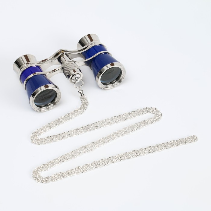 Бинокль театральный 3х25, хромированный, цвет синий Бинокль театральный 3х25, хромированный, цвет синий