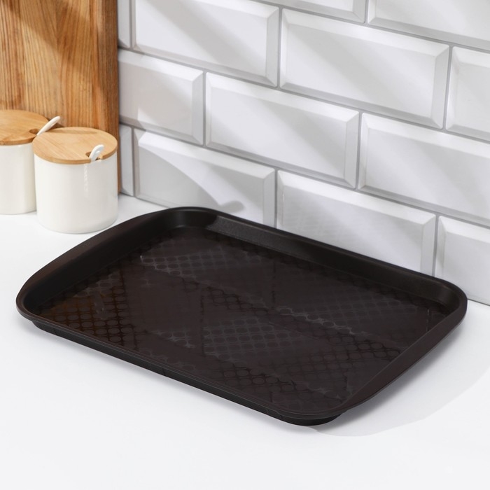 Поднос прямоугольный 36,5х27 см, цвет коричневый Поднос прямоугольный 36,5х27 см, цвет коричневый