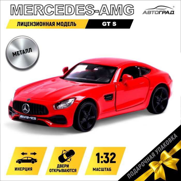 Машина металлическая MERCEDES-AMG GT S, 1:32, открываются двери, инерция, цвет красный Машина металлическая MERCEDES-AMG GT S, 1:32, открываются двери, инерция, цвет красный