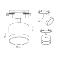 Светильник трек-й ARTLINE повор-й 85х70mm GX53 230В алюм/пласт 4м² черн 59862 0, Ritter