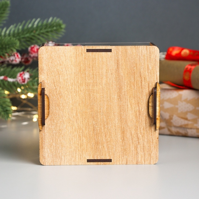 Новогодняя копилка с акрилом  Новогодняя копилка с акрилом "Змея. С Новым годом" 12х12х4 см