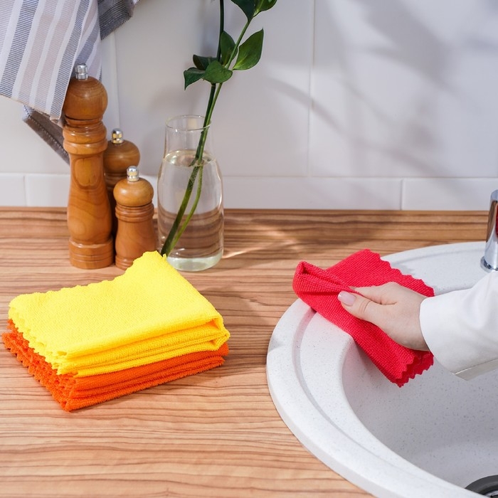 Салфетка универсальная Доляна «Промо», 180 г/м², 5 шт, 30×30 см, микрофибра, ультразвуковая обработка края, цвет МИКС Салфетка универсальная Доляна «Промо», 180 г/м², 5 шт, 30×30 см, микрофибра, ультразвуковая обработка края, цвет МИКС