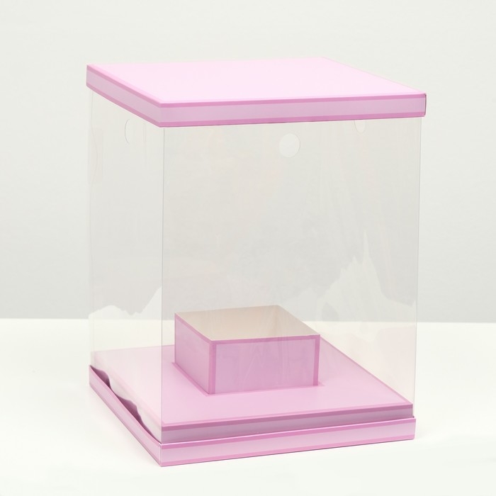 Коробка для цветов с вазой и PVC окнами складная, сиреневый, 23 х 30 х 23 см Коробка для цветов с вазой и PVC окнами складная, сиреневый, 23 х 30 х 23 см