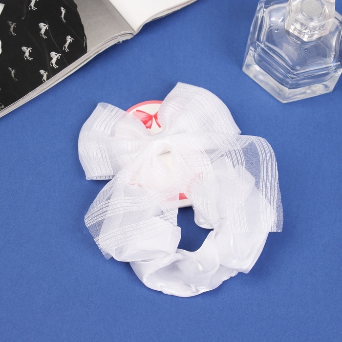 Набор для волос Набор для волос "Школьница" (резинка 10 см, зажим 9 см) полоски объём, белый