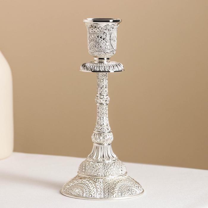 Подсвечник «Леранс», 8×8×16,5 см, цвет серебряный Подсвечник «Леранс», 8×8×16,5 см, цвет серебряный