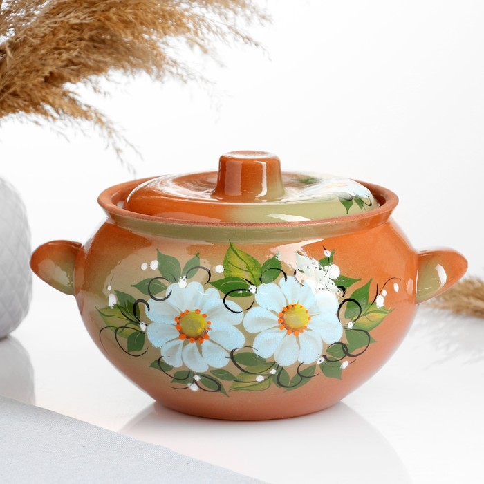 Жаровня  Жаровня "Ромашка" на зелёном, 2л