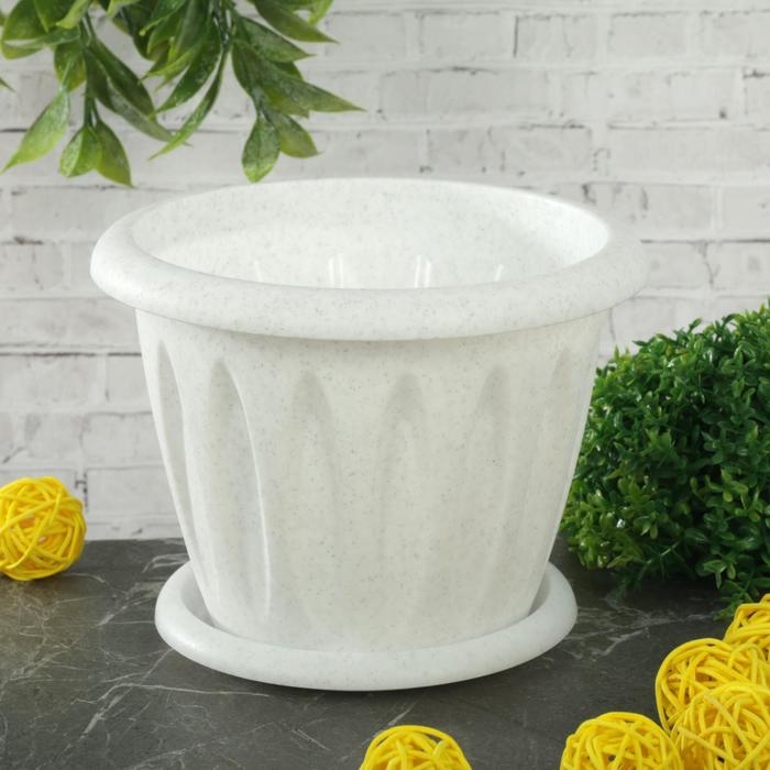 Горшок с поддоном «Фелиция», 900 мл, цвет мраморный Горшок с поддоном «Фелиция», 900 мл, цвет мраморный