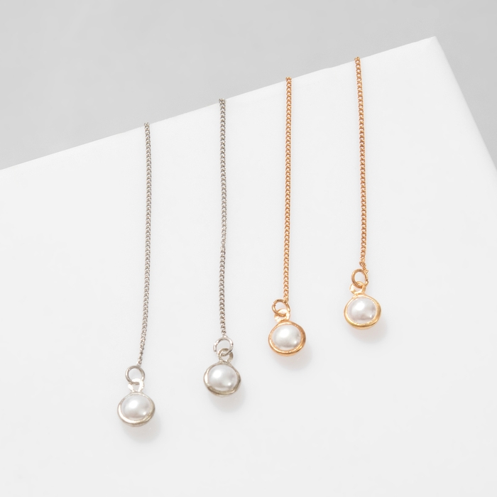 Серьги с жемчугом «Цепочки» ласка, цвет МИКС Серьги с жемчугом «Цепочки» ласка, цвет МИКС