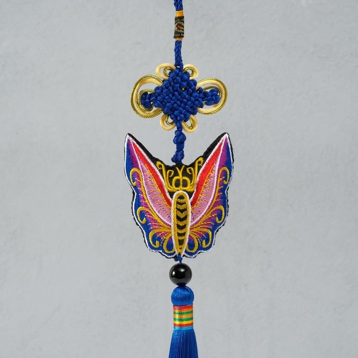 Подвеска текстиль  Подвеска текстиль "Бабочка" синяя 2х6,5х27 см