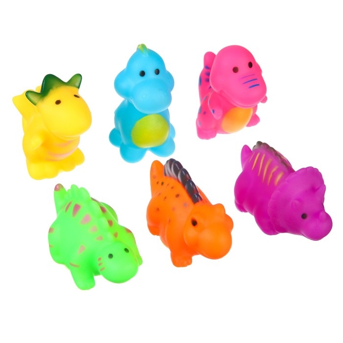 Набор резиновых игрушек для ванны «Динопарк», с пищалкой, 6 шт, виды МИКС, Крошка Я Набор резиновых игрушек для ванны «Динопарк», с пищалкой, 6 шт, виды МИКС, Крошка Я