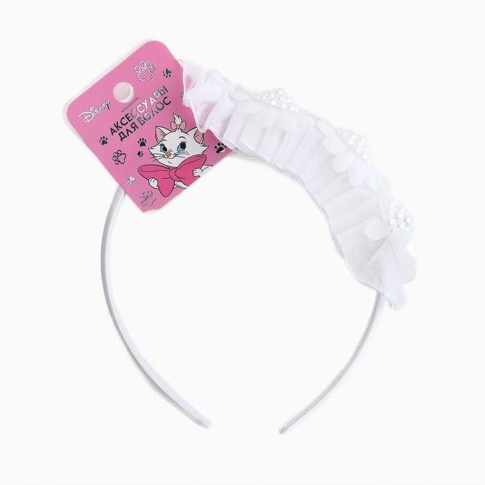 Ободок для волос белый, цветы, 10 см, Коты аристократы Ободок для волос белый, цветы, 10 см, Коты аристократы