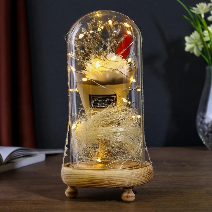 Ночник колба Ночник колба "Астра белая" LED 3ААА 10х10х21 см RISALUX