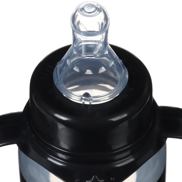 Бутылочка для кормления «Молоко № 1», классическое горло, с ручками, 250 мл., от 0 мес., цвет чёрный Бутылочка для кормления «Молоко № 1», классическое горло, с ручками, 250 мл., от 0 мес., цвет чёрный