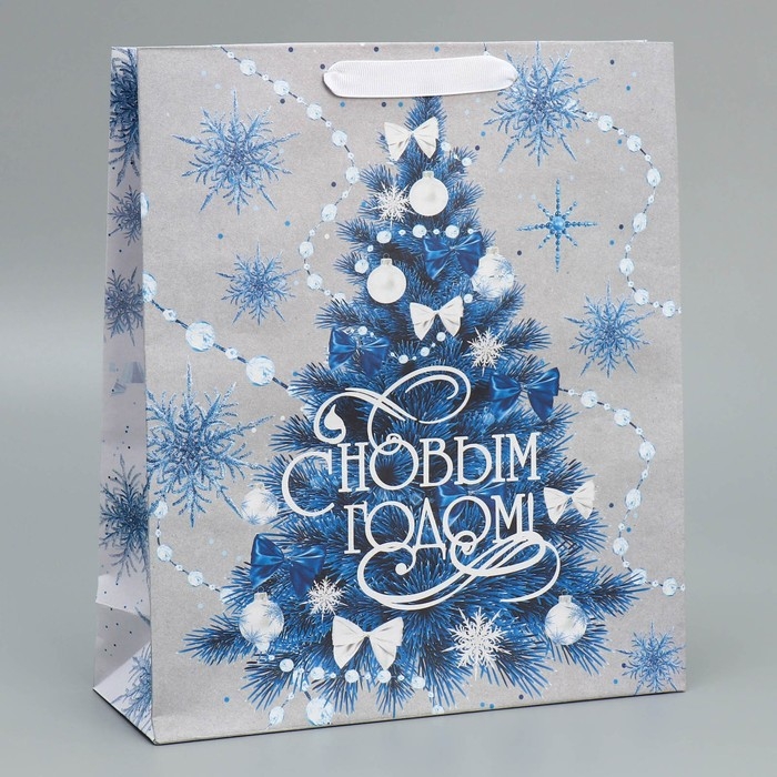 Пакет подарочный новогодний крафтовый вертикальный «С Новым годом», M 26 х 30 х 9 см, Новый год Пакет подарочный новогодний крафтовый вертикальный «С Новым годом», M 26 х 30 х 9 см, Новый год