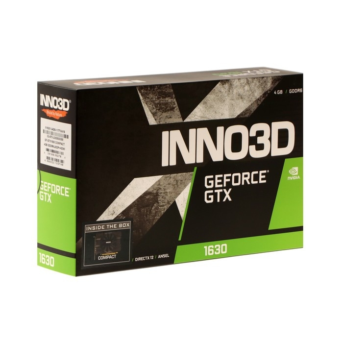 Видеокарта INNO3D GEFORCE GTX 1630, 4Гб, 64bit, GDDR6, HDMI, 2хDP, HDCP Видеокарта INNO3D GEFORCE GTX 1630, 4Гб, 64bit, GDDR6, HDMI, 2хDP, HDCP